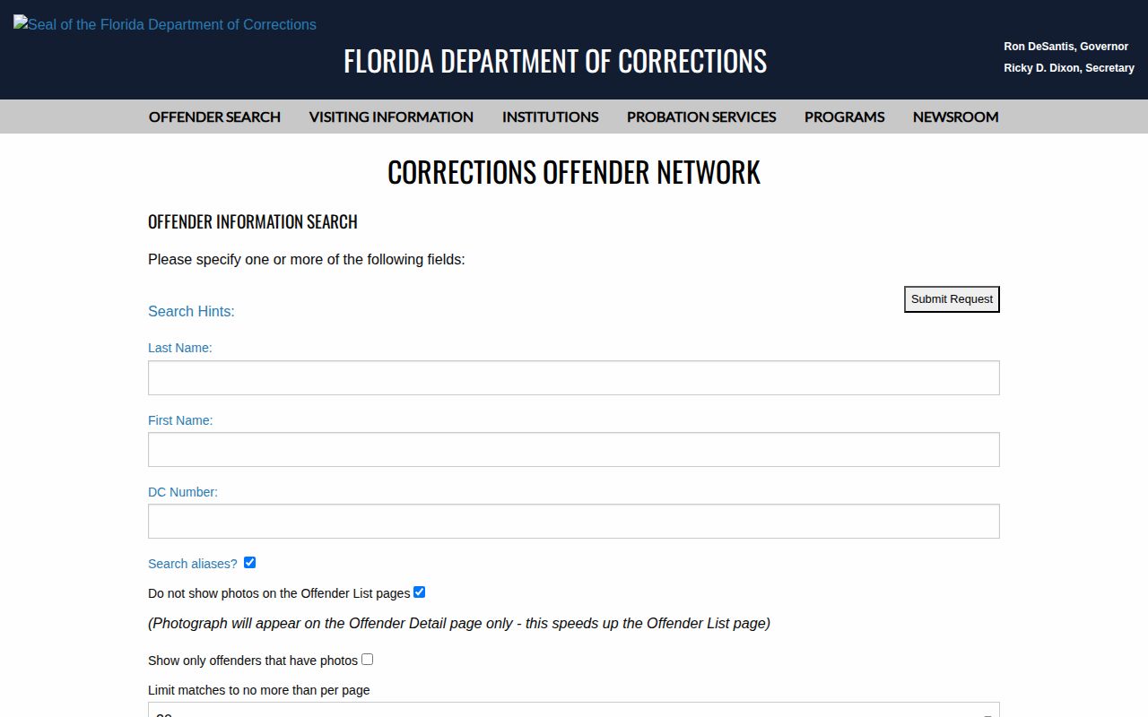 Florida offender photo search for a Clay County sentenced person